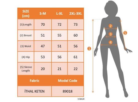 Kadın Kısa Kollu çentikli V Düğme Detaylı V Yaka önden Pileli Ithal Keten Bluz - 4
