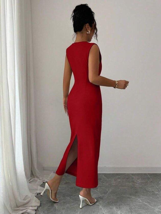 Kadın Kısa Kollu Hakim Yakalı çiçek Aksesuar Detaylı Kısa Ithal Krep Elbise - 3