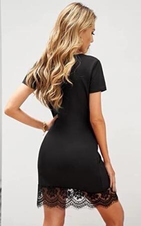 Kadın Kısa Kollu Kalp Yakalı Dantelli Dalgıç Elbise - ANGELINO BuyukBedeniz (1)