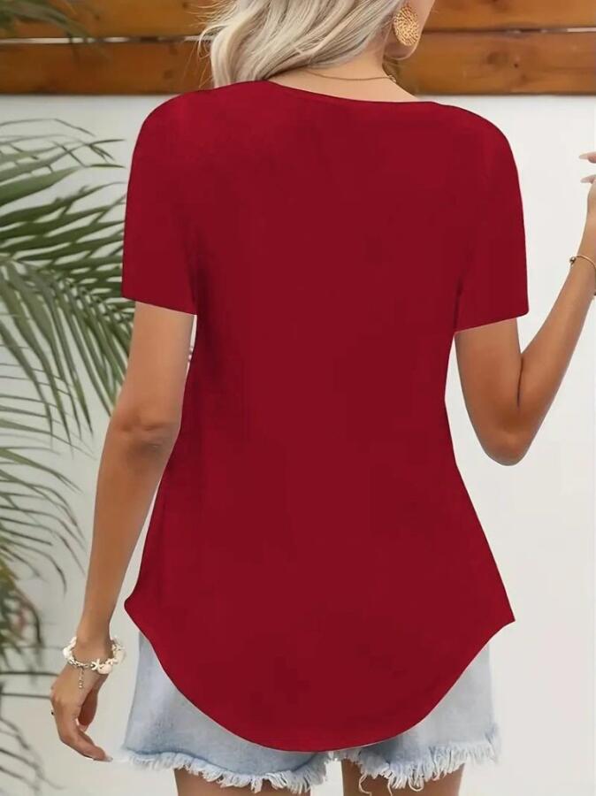 Kadın Kısa Kollu Kare Lazer Yakalı Janjan Krep Bluz - 3