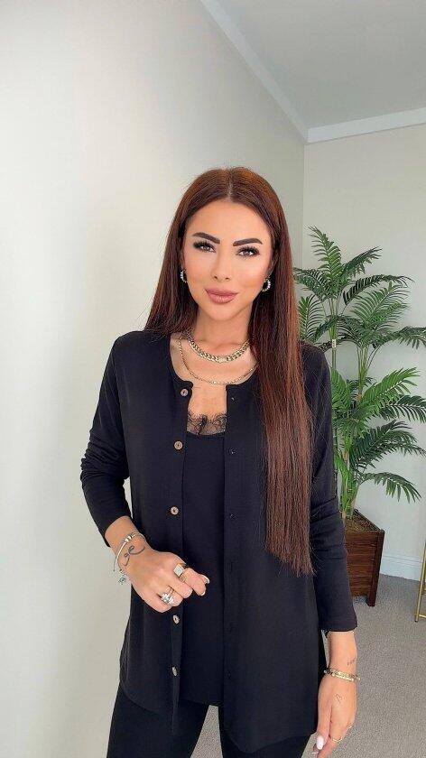 Kadın Kısa Kollu Kare Yakalı önden çapraz Kesim Detaylı Krep Elbise - 1