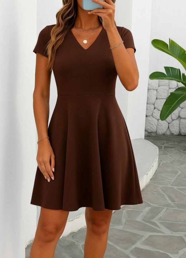 Kadın Kısa Kollu Kiloş Ithal Krep Elbise - 1