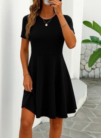 Kadın Kısa Kollu Kiloş Ithal Krep Elbise - ANGELINO BuyukBedeniz