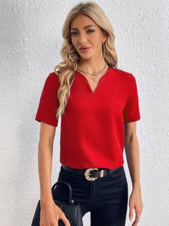 Kadın Kısa Kollu V Yakalı Ithal Krep Elbise - 5