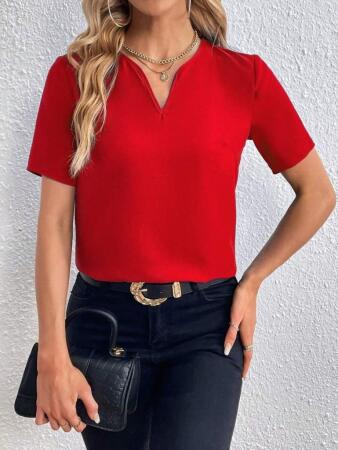 Kadın Kısa Kollu V Yakalı Ithal Krep Elbise - 7