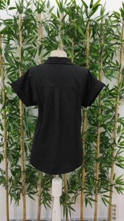 Kadın Kısa Kollu V Yakalı önden Düğmeli Dokuma Gömlek - 10