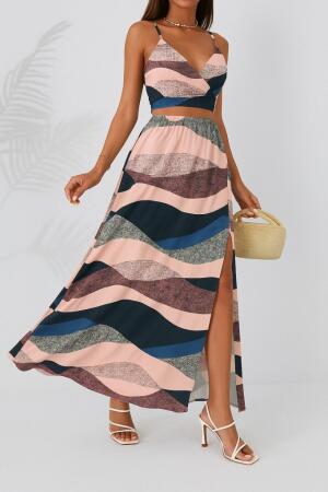 Kadın Kolsuz Askılı Crop Ikili Süprem Takım - ANGELINO BuyukBedeniz