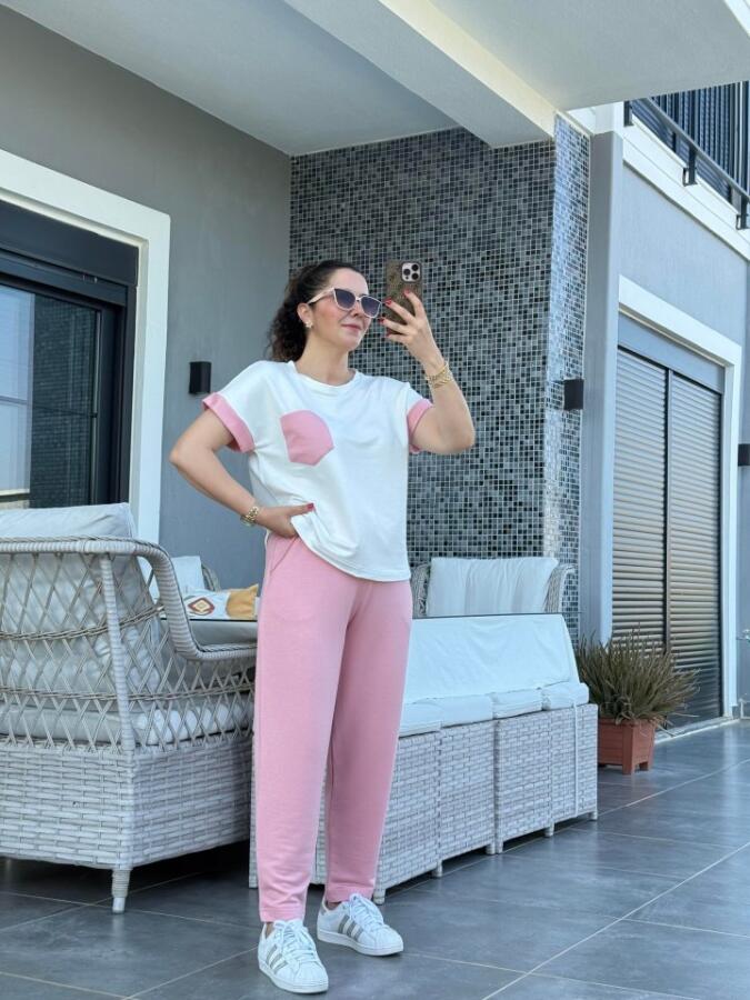 Kadın Kristal Kumaş Garnili Cep Detaylı Ikili Takım - 2