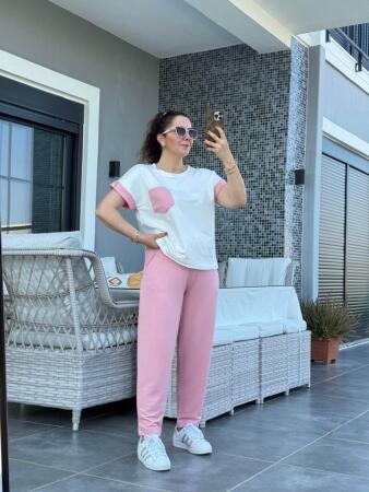 Kadın Kristal Kumaş Garnili Cep Detaylı Ikili Takım - ANGELINO BuyukBedeniz