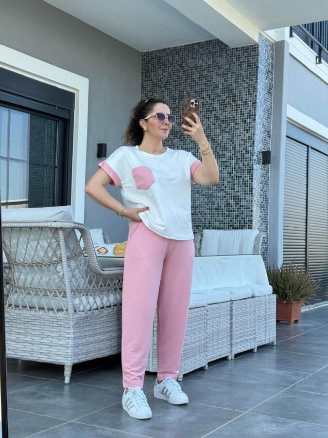 Kadın Kristal Kumaş Garnili Cep Detaylı Ikili Takım - 1