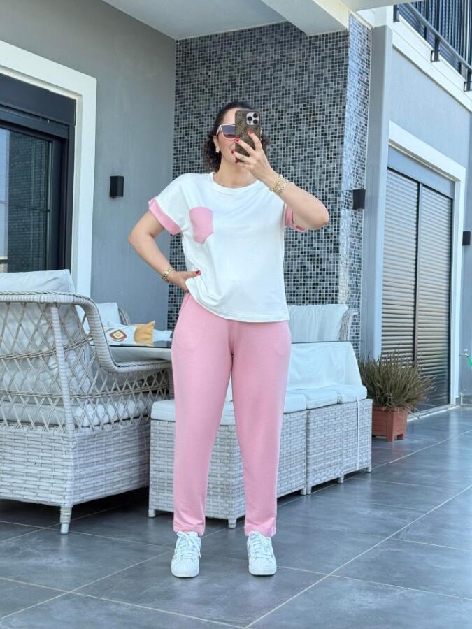 Kadın Kristal Kumaş Garnili Cep Detaylı Ikili Takım - 3