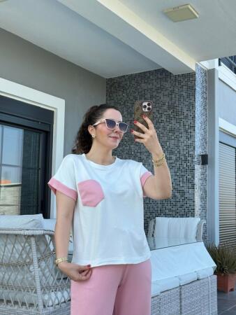 Kadın Kristal Kumaş Garnili Cep Detaylı Ikili Takım - 4