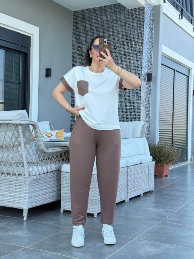 Kadın Kristal Kumaş Garnili Cep Detaylı Ikili Takım - 2