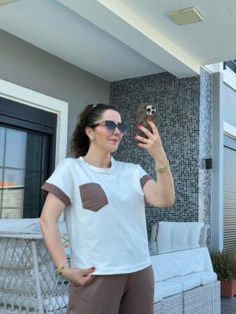 Kadın Kristal Kumaş Garnili Cep Detaylı Ikili Takım - 3