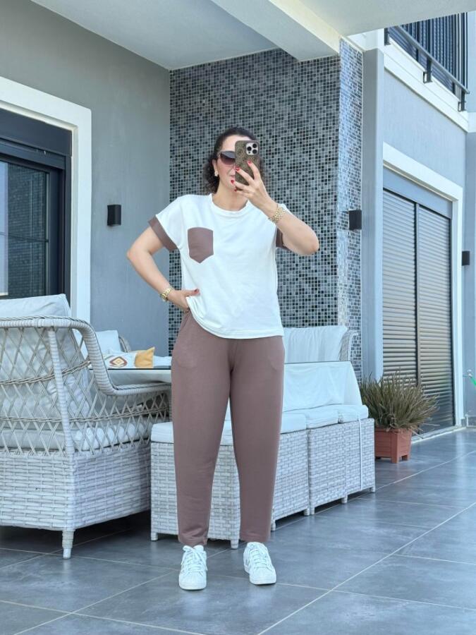 Kadın Kristal Kumaş Garnili Cep Detaylı Ikili Takım - 6