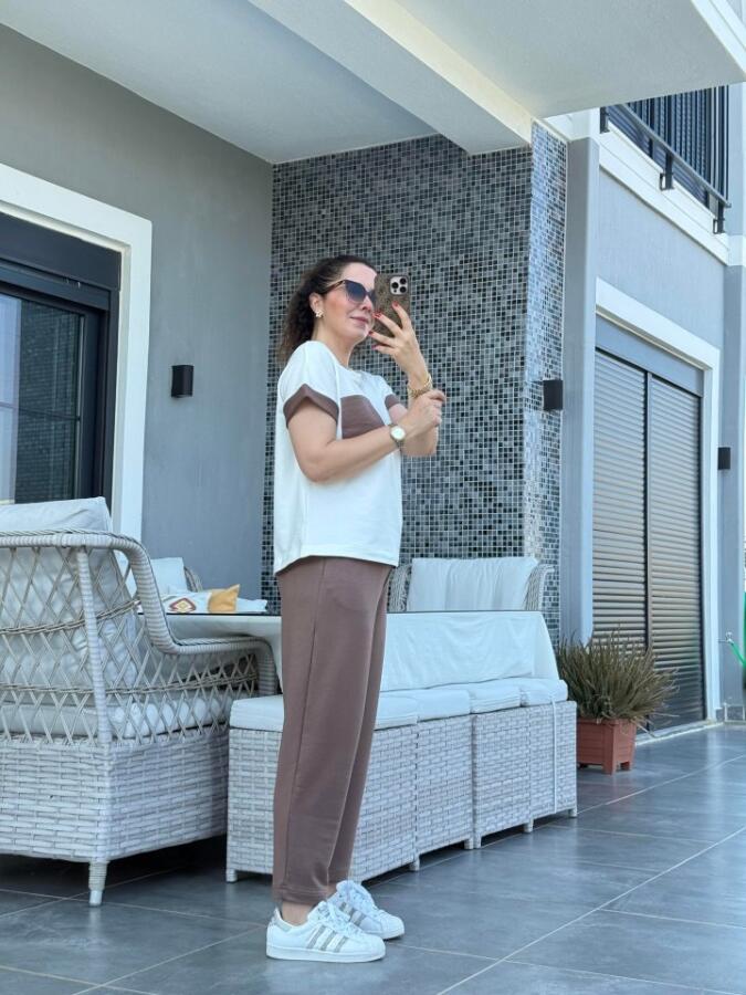 Kadın Kristal Kumaş Garnili Cep Detaylı Ikili Takım - 7