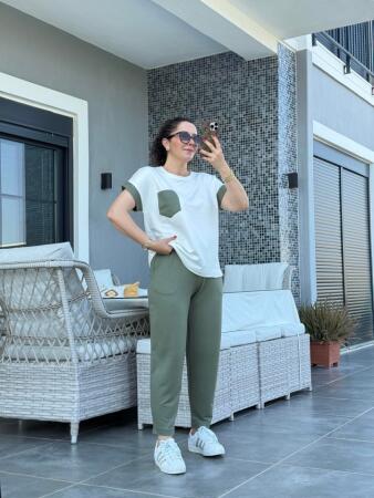 Kadın Kristal Kumaş Garnili Cep Detaylı Ikili Takım - 4