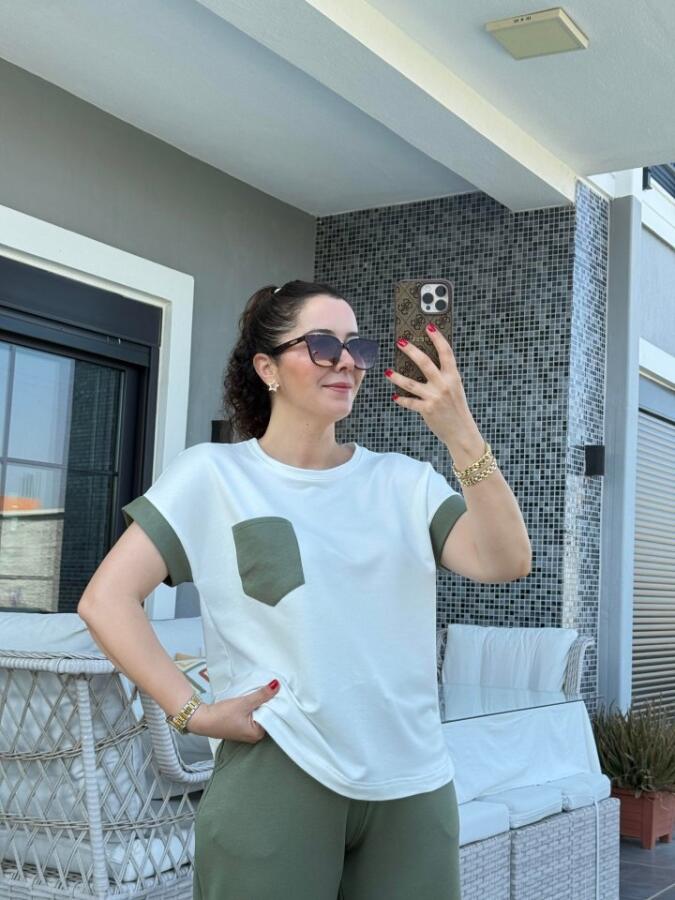 Kadın Kristal Kumaş Garnili Cep Detaylı Ikili Takım - 5