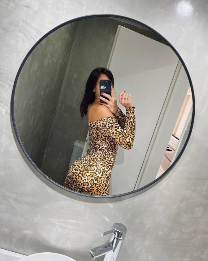 Kadın Madonna Mendil Yaka Leopar Desen Mini Elbise - 7