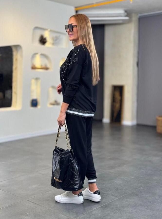 Kadın Modal Kumaş Payetli Sim Ve Ribanalı Detay Ikili Takım - 2