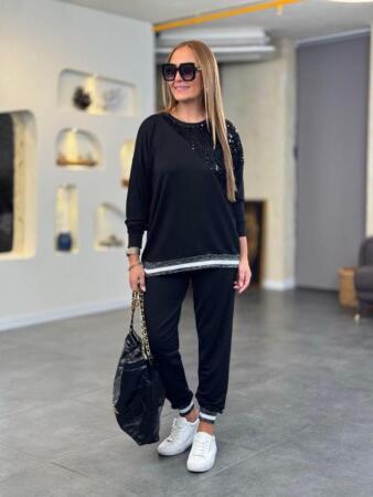 Kadın Modal Kumaş Payetli Sim Ve Ribanalı Detay Ikili Takım - 4