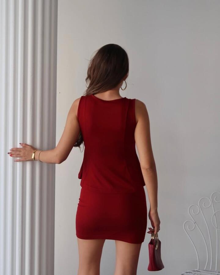 Kadın Modal Kumaş Volanlı Mini Etek Takım - 3