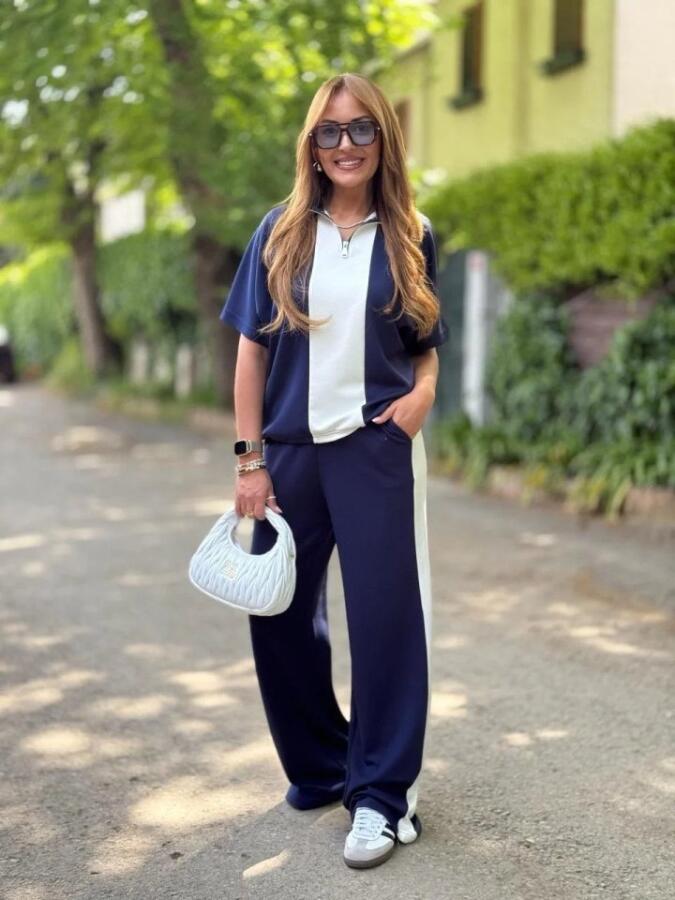 Kadın Modal Kumaş Yakası Fermuarlı şerit Detaylı Takım - 3