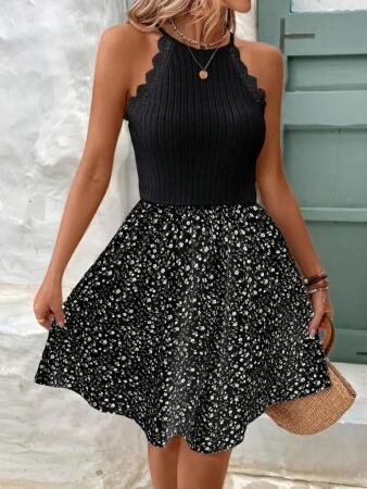 Kadın Omuzlardan Açık Reglan Kol Detaylı üst Fırfırlı Kaşkorse Alt Süprem Elbise - 5