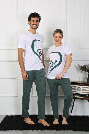 Kadın Pamuk Penye Sevgili Kombini Pijama Takımı Beyaz 50127 Tek Takım Fiyatıdır - 3