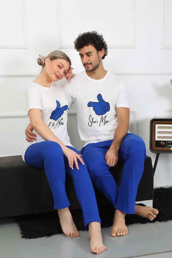 Kadın Pamuk Penye Sevgili Kombini Pijama Takımı Beyaz 50129 Tek Takım Fiyatıdır - 1