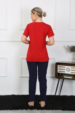Kadın Pamuk Penye Sevgili Kombini Pijama Takımı Kırmızı 50128 Tek Takım Fiyatıdır - 4