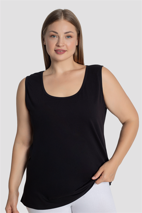 Kadın Pamuklu Büyük Beden Kalın Askılı Atlet Renkli 5'li Paket - 3