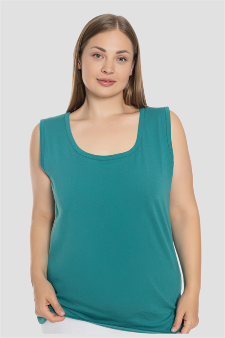 Kadın Pamuklu Büyük Beden Kalın Askılı Atlet Renkli 5'li Paket - 4