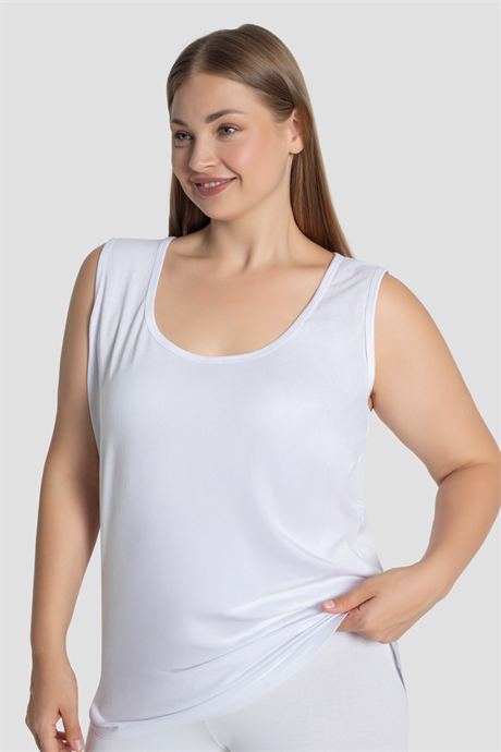 Kadın Pamuklu Büyük Beden Kalın Askılı Atlet Renkli 5'li Paket - 5