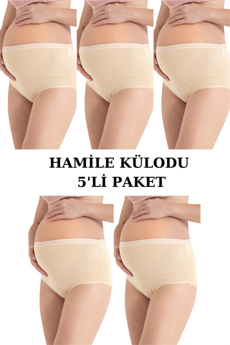 Angelino İç Giyim Kadın Pamuklu Likralı Esnek Yüksek Bel Ten Lohusa Hamile Külodu 2'Li Paket - 1