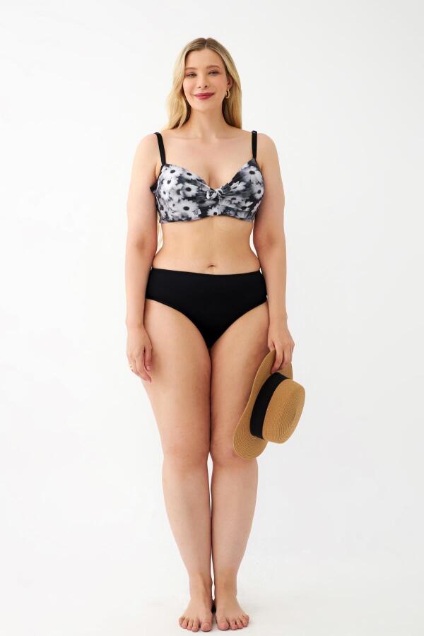 Kadın Papatya Desenli Gri Büyük Beden Bikini Takımı - 2