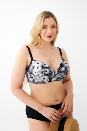 Kadın Papatya Desenli Gri Büyük Beden Bikini Takımı - 3