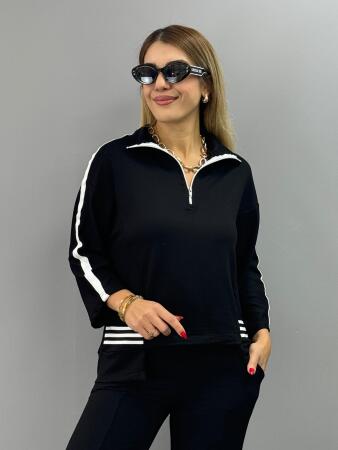 Kadın Polo Yaka Paça Yırtmaçlı Ribanalı İkili Takım - ANGELINO BuyukBedeniz (1)