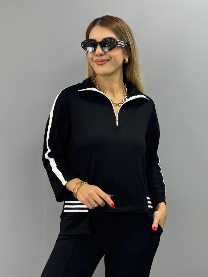 Kadın Polo Yaka Paça Yırtmaçlı Ribanalı İkili Takım - 2