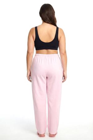 Kadın Pudra Pembe Büyük Beden Cepli Pijama Altı - 3