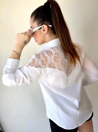 Kadın Püskül Detay Poplin Gömlek Bluz Fırsat Ürün - 3