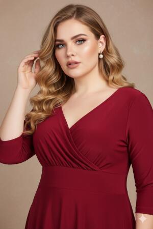 Kadın Siyah Abiye Elbise KL8003 Bordo - Angelino Butik