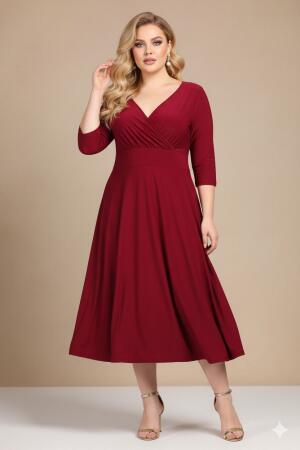 Kadın Siyah Abiye Elbise KL8003 Bordo - Angelino Butik (1)