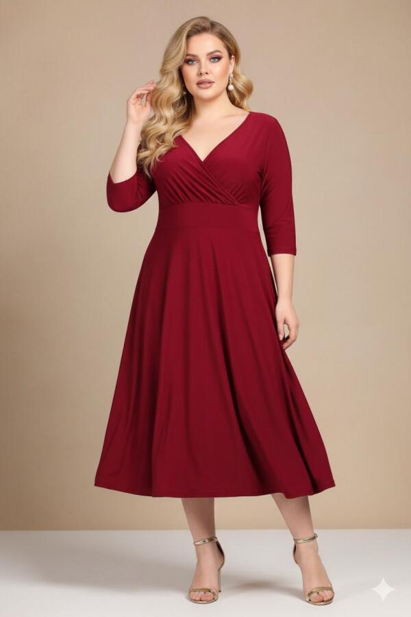 Kadın Siyah Abiye Elbise KL8003 Bordo - 2