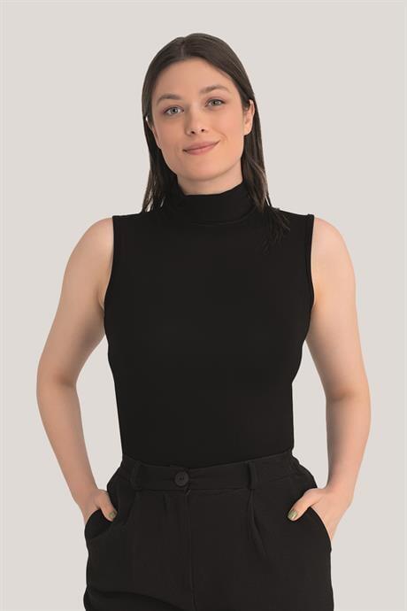Kadın Siyah Balıkçı Yaka Kolsuz Body 3'lü Paket - 2