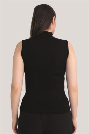 Kadın Siyah Balıkçı Yaka Kolsuz Body 3'lü Paket - 5