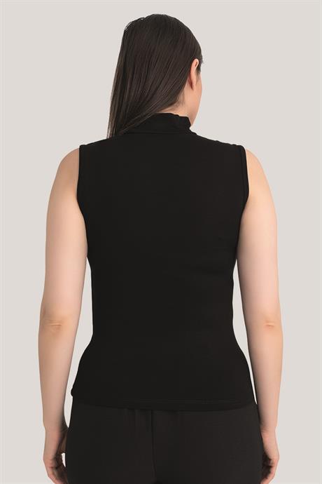 Kadın Siyah Balıkçı Yaka Kolsuz Body 3'lü Paket - 5