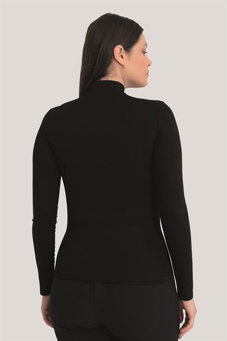 Kadın Siyah Balıkçı Yaka Uzun Kollu Body 2'li Paket - 5