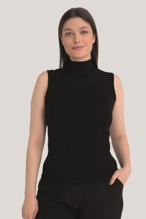 Kadın Siyah Beyaz Ten Balıkçı Yaka Kolsuz Body 3'lü Paket - 4