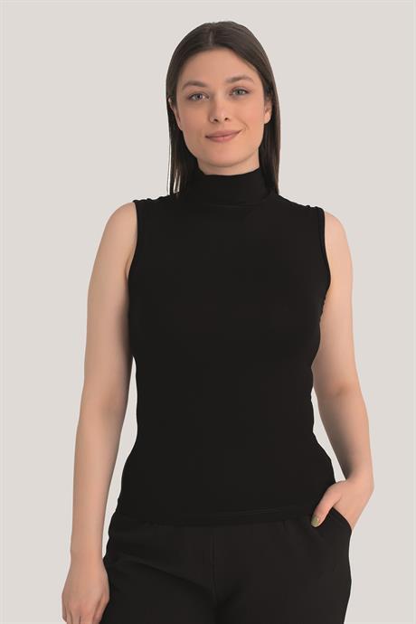 Kadın Siyah Beyaz Ten Balıkçı Yaka Kolsuz Body 3'lü Paket - 4